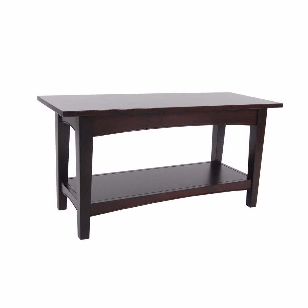 Alaterre Shaker Cottage Bench with Shelf, Espresso