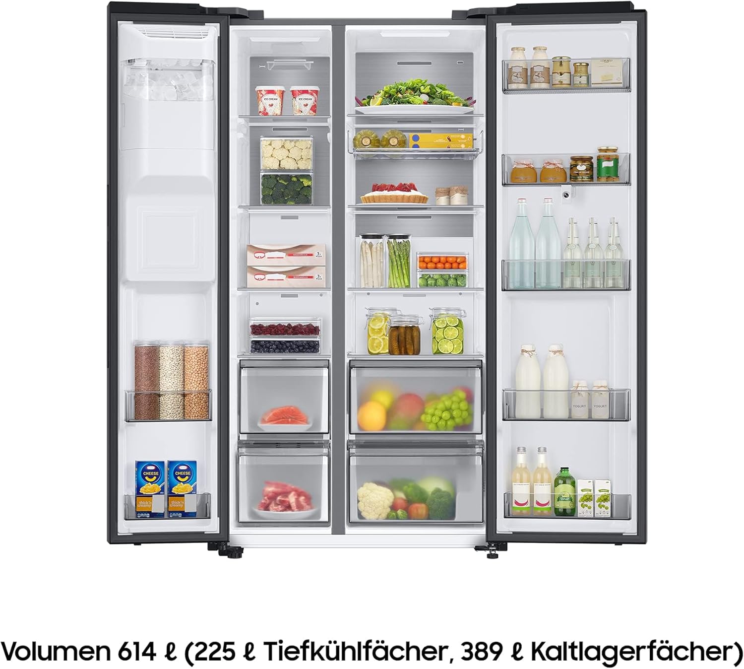 RS6HA8891B1/EG Side-by-Side Kühlschrank, 178 cm, 614 ℓ, 225 ℓ Gefriervolumen,Family Hub, Premium Black Steel