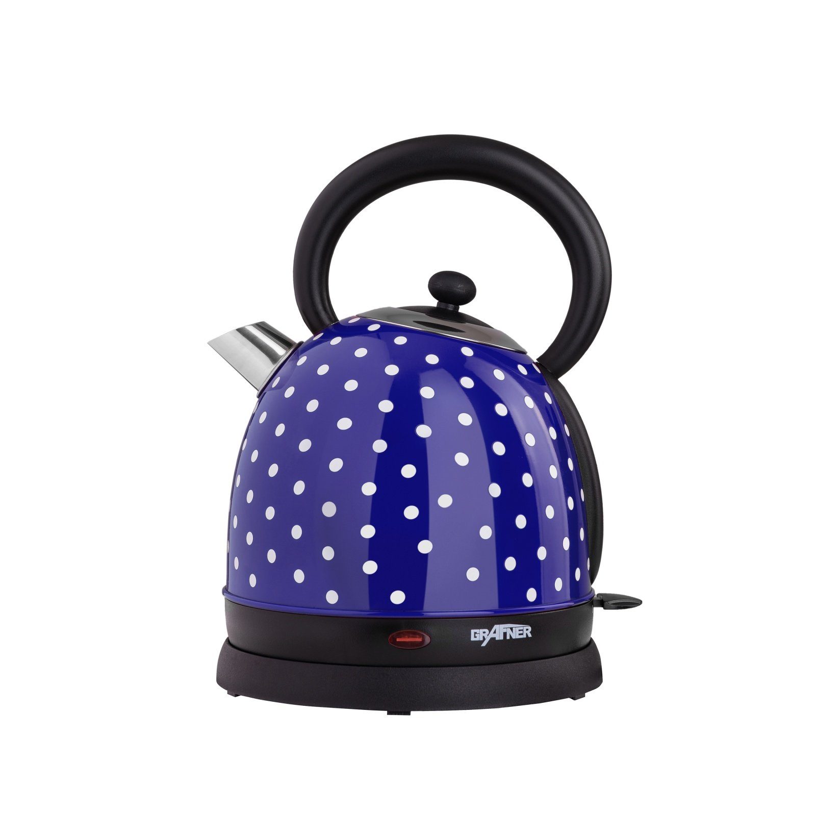 Wasserkocher Grafner® Retro-Wasserkocher 1,8 Liter 2200 Watt Blau Pünktchen WK10862