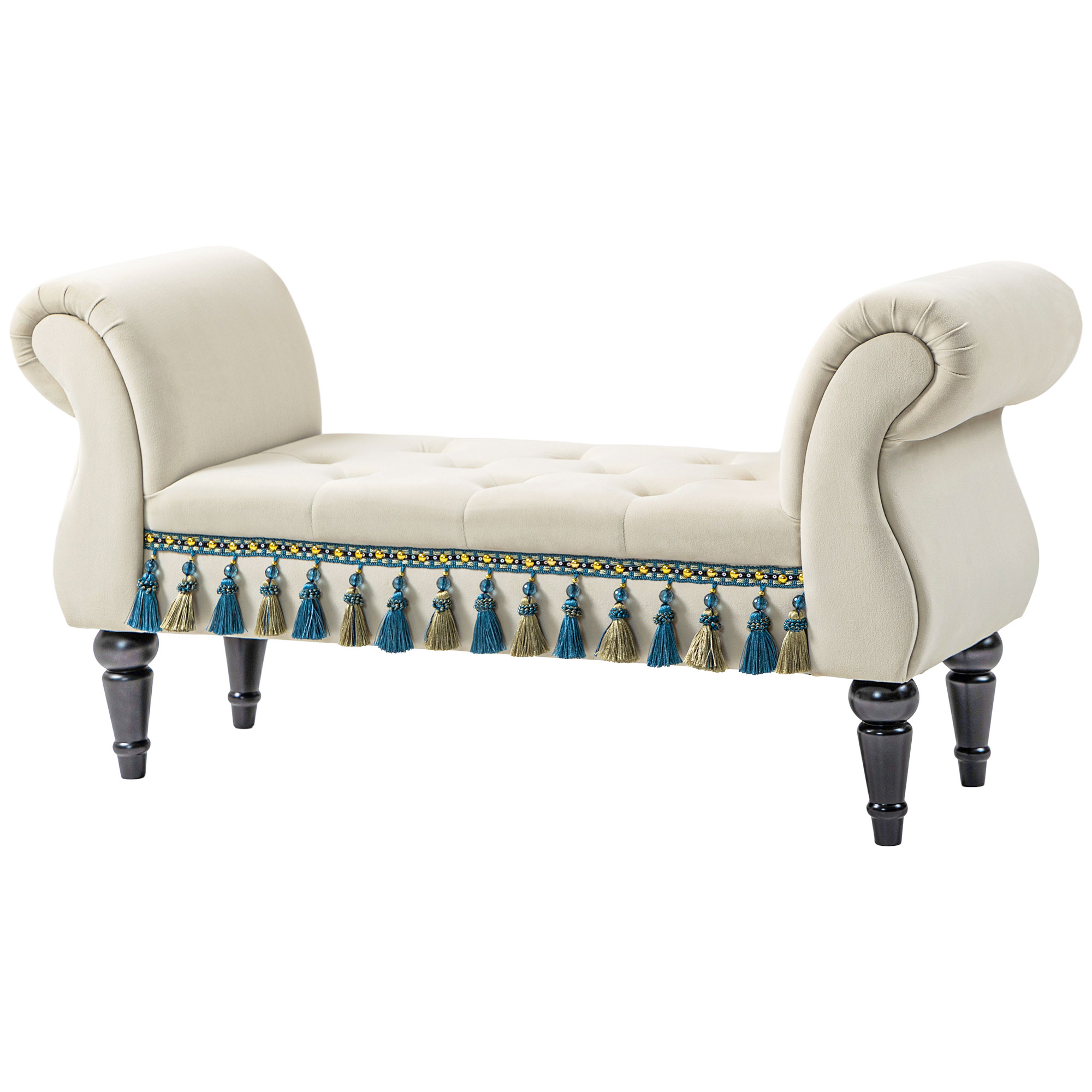 HOMCOM Polsterbank, Sitzbank, Vintage-Design, bis 150 kg, 117x40x58 cm, Beige