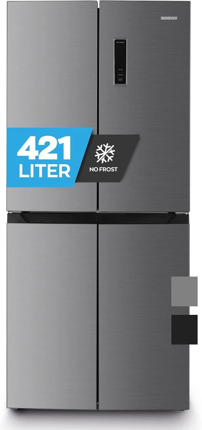 Heinrich´s Kühl-Gefrierkombination, 421 L, 150 L, Silber, Cross Door Kühlschrank, Kühlgefrierkombination mit Gesamtvolumen