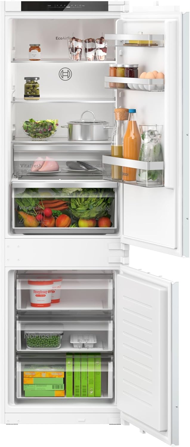 Bosch KIN862SE0, Serie 4, Frigorifero combinato da incasso, Total No Frost, VitaFresh XXL, Luce LED, Cerniera a traino, 177.2x54.1 cm