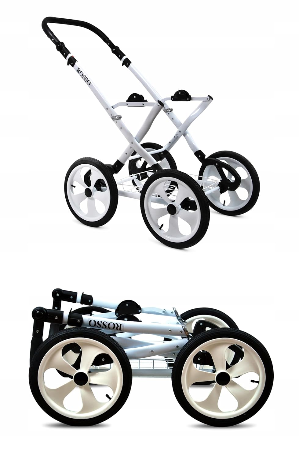 BabyLux® Bambimo Kinderwagen Set 2 in 1 - Rosso - incl. Babywanne, Buggy Sportsitz - Kinderwagenset - Kombikinderwagen mit Wickeltasche, Regenschutz, Moskitonetz, Cupholder usw.