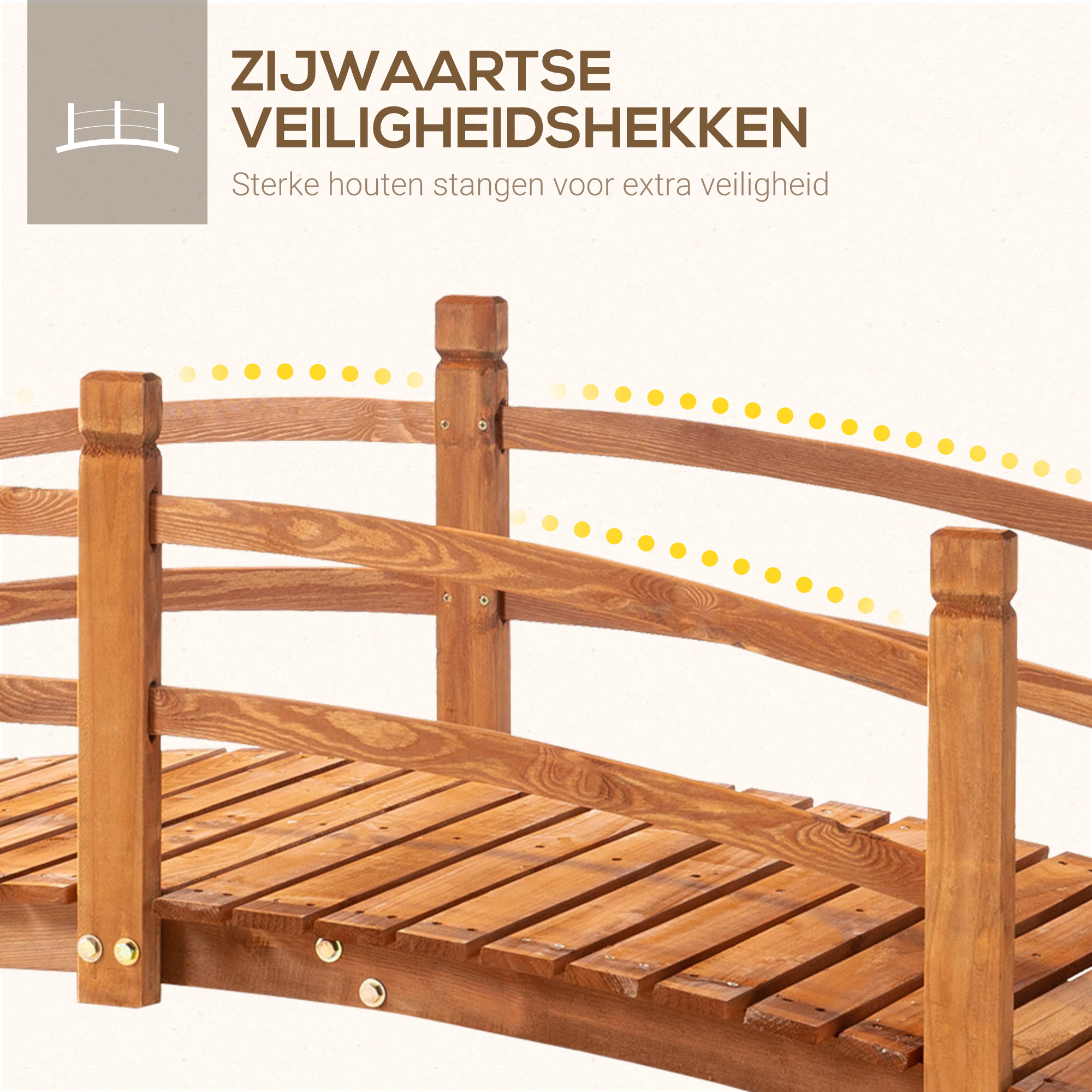 Outsunny houten tuinbrug 185 x 72 x 58 cm