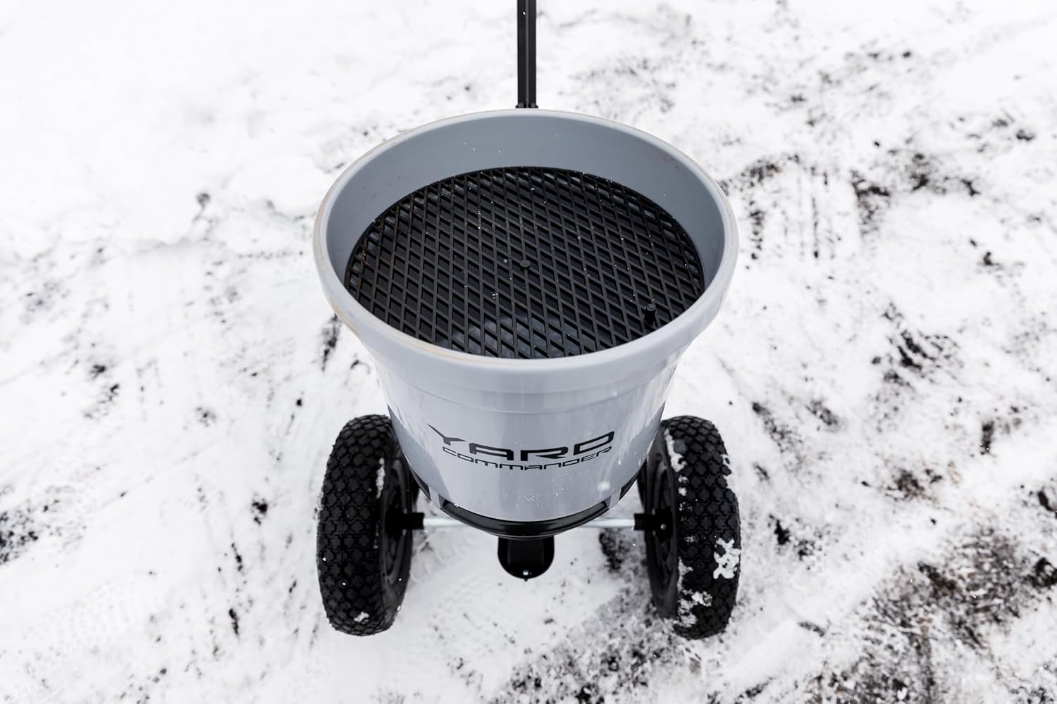 Yard Commander - Commercial 50 LB Walk-Behind Push Broadcast Spreader - 10-12 Foot Spread - Fertilizer  Ice Melt & Grass Seed - Clog Free Design - Fully Enclosed Gear Box - Adjustable Drop Rate