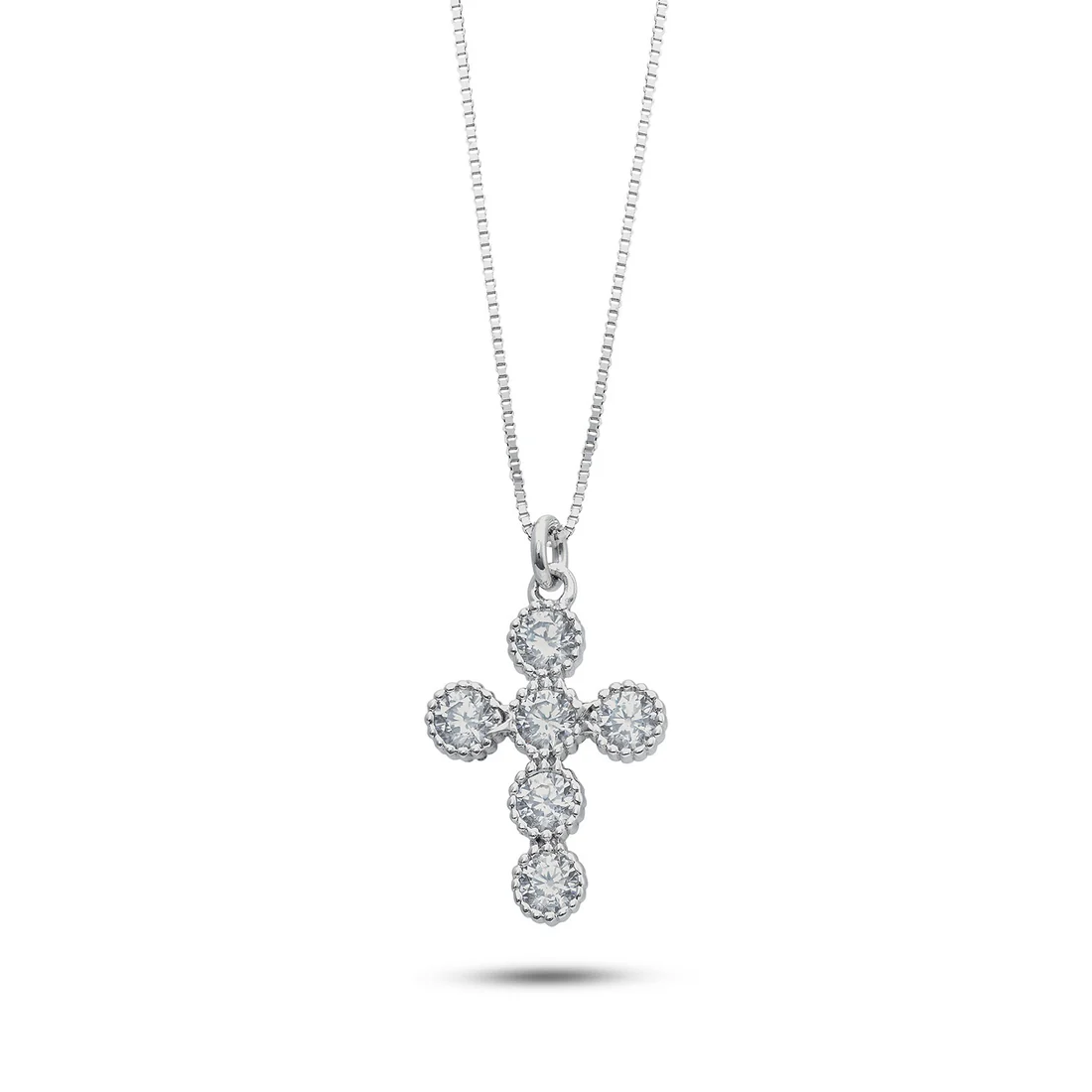 Collana Ambrosia Gioielli croce grande in oro bianco e zirconi AGZ 397