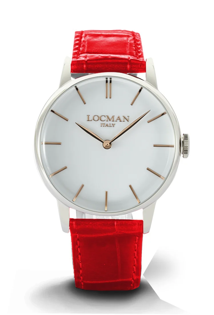 Locman 1960 classico bianco pelle rossa 0251V08-00WHRGPR