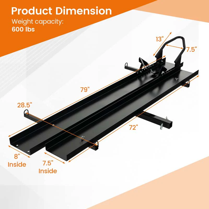 600Lbs Motorcycle Hitch Carrier Fit Up To 75Quot Wide Tire Motorcycle Carrier Hitch Mount Wloading Ramp Dirt Bike Trailer Heavy Duty Motorcycle Rack