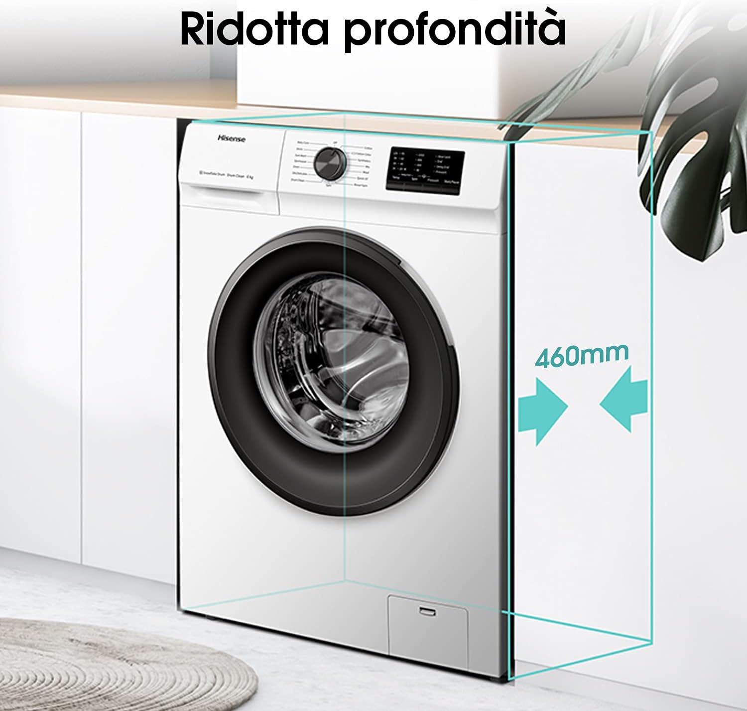 Hisense WFVB7012EM Front Load Washing Machine 7 kg 1200 rpm 15 Programs Steam LED Display Rapid Program Delay Start Child Lock