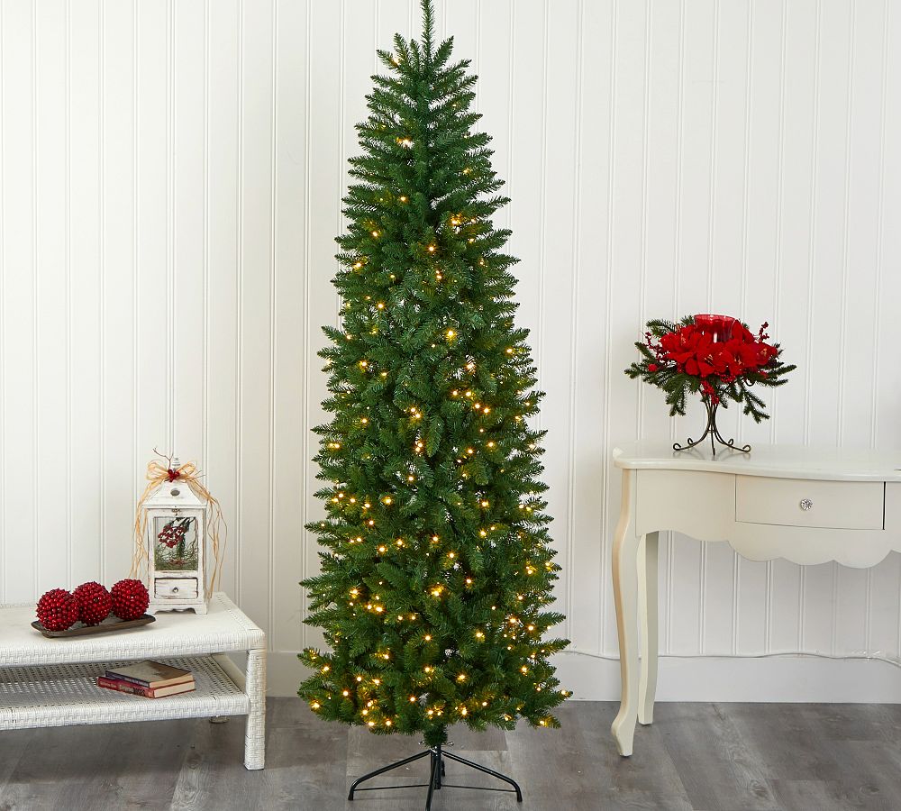Faux Lit Slim Mountain Pine Tree   tiaotiao