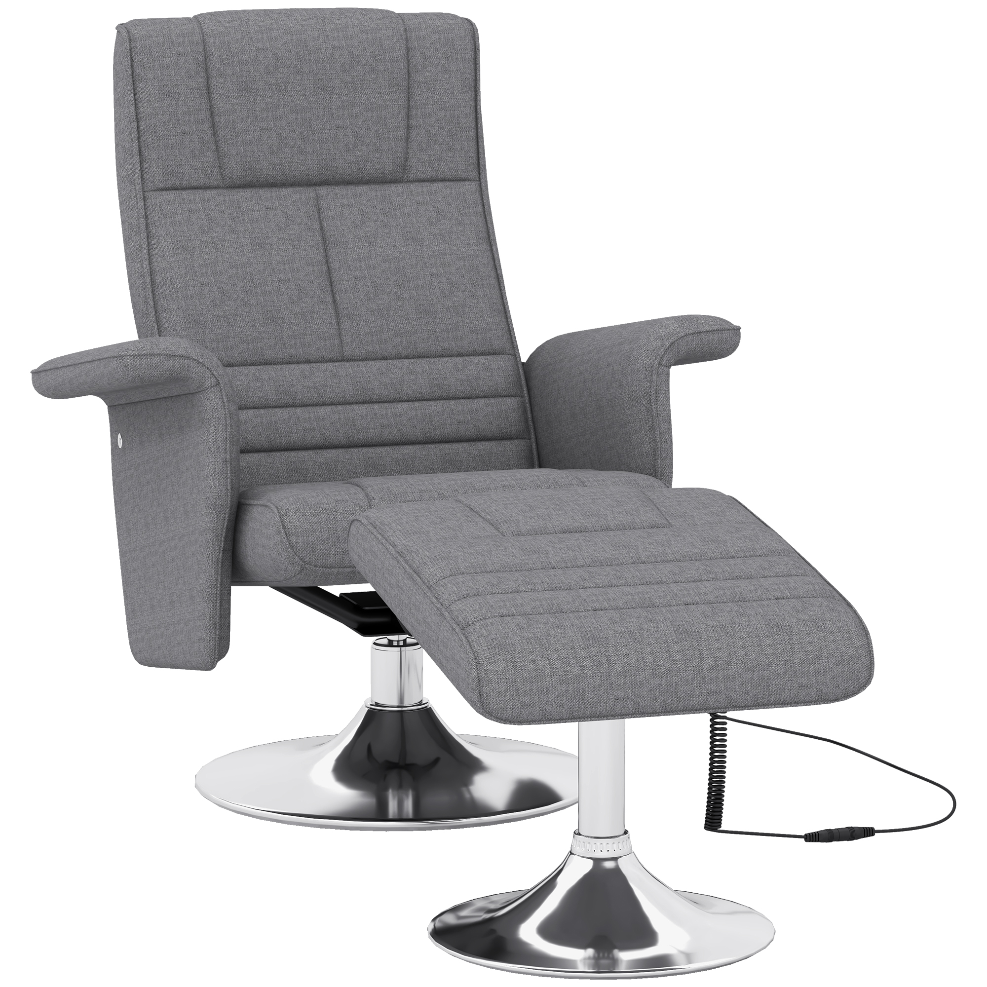 HOMCOM Massagesessel mit Hocker, neigbare Lehne, 78 x 95 x 88 cm, Dunkelgrau