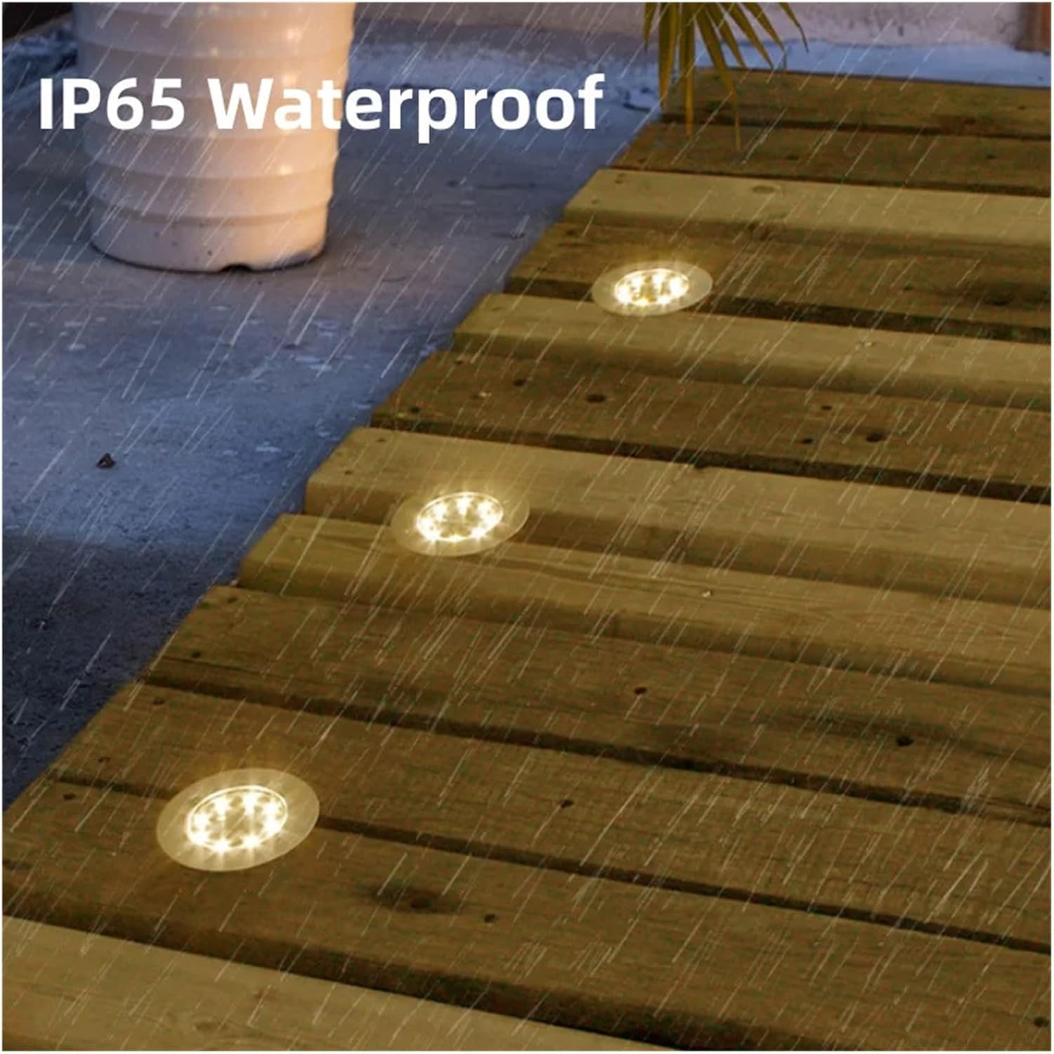 So Powered LED-Deckleuchten, energieeffizient, für den Außenbereich, Pfadstrahler, hell, 8 LEDs, unterirdische Gartenlampen, warmes Licht für Terrassen und Gehwege, 4 Stück