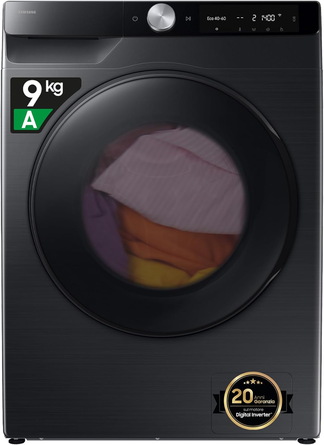 Lavasciuga Slim AI Control EcoDosatore WD90DG6G94BB, 9+5 kg, Wifi, Ecodosatore, AI Wash, Carica Frontale, 60L x 85H x 48P cm