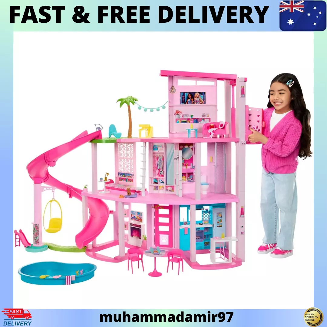 2025 Barbie Dreamhouse Licht- en Geluidszwembadfeest 115 cm 75-delige Speelset Poppenhuis