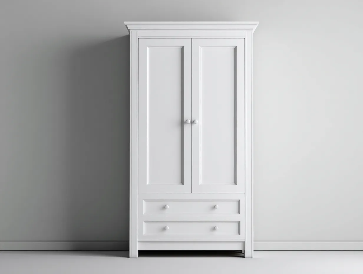 Armadio - MDF - 92x52x185 cm - Bianco - Stile classico compatto