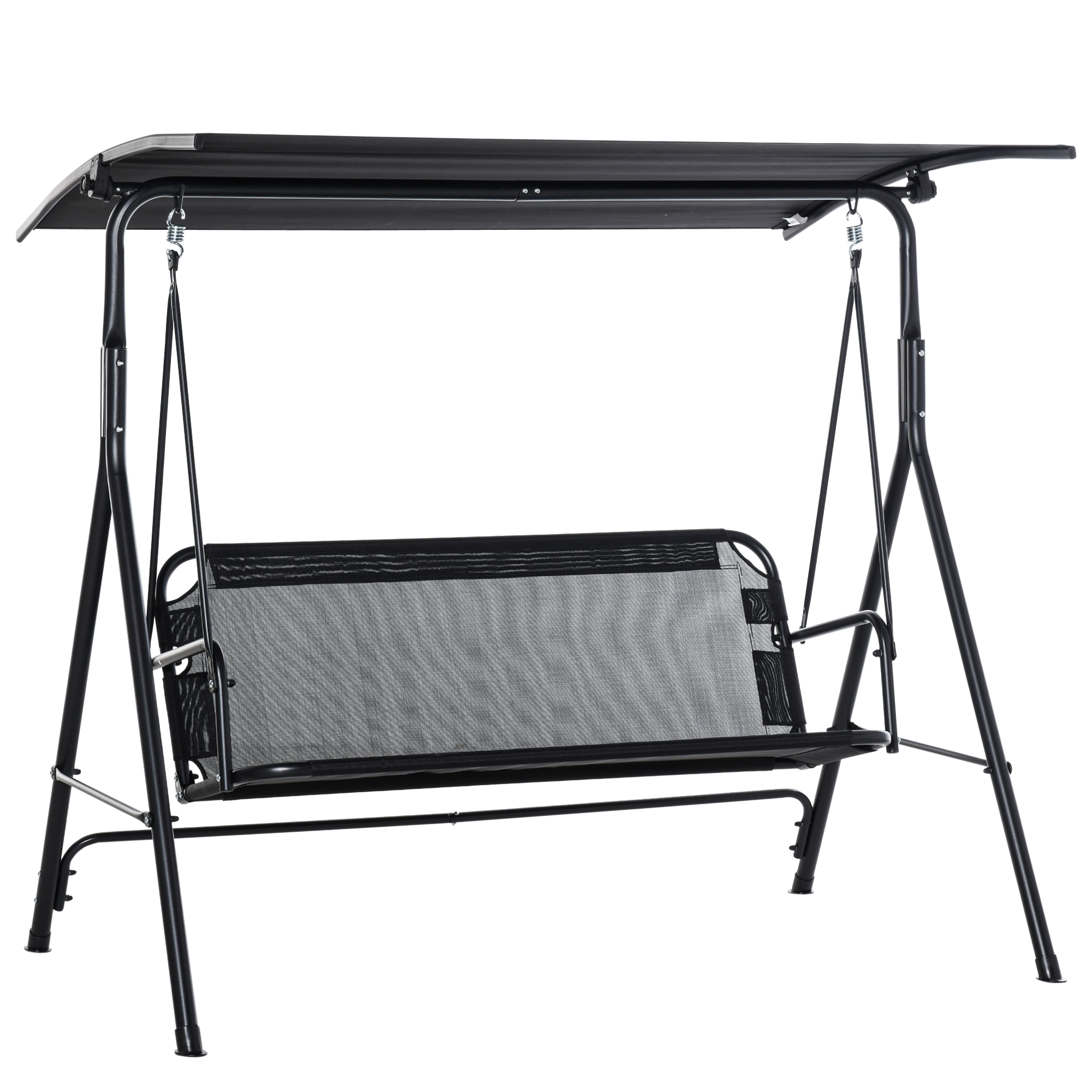 Outsunny 2-Sitzer Hollywoodschaukel Outdoor Gartenliege UV-beständig Hochwertiges Metallrohr winkeleinstellbar Schwarz