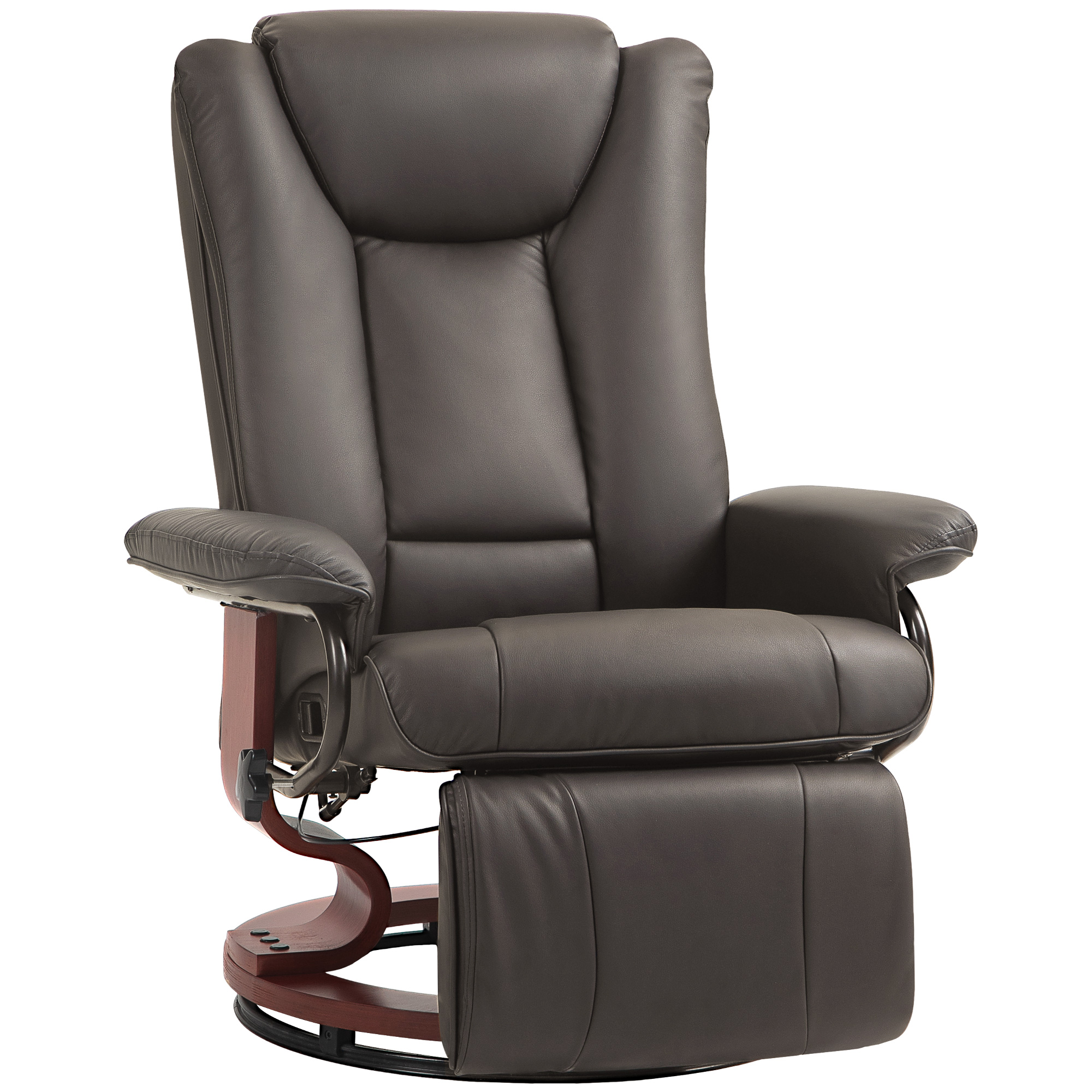 HOMCOM Relaxsessel mit Liegefunktion, drehbar, bis 150 kg, Kunstlederbezug, Stahlrahmen, Braun