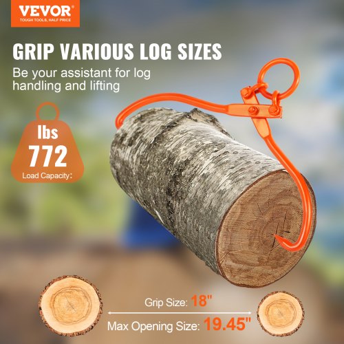 VEVOR Holzrückezange, 18 Zoll, 2-Klauen-Holzhebezange, strapazierfähig, 772 lbs