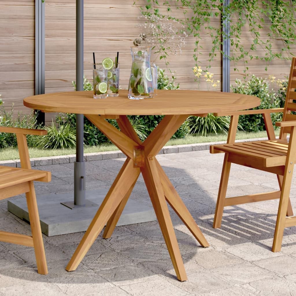 Holekex Esstisch, 110 x 75 cm, Akazien-Massivholz, mit Öl, Weiß, Gartentisch rund aus massiver Akazie, geoelt, Stabiler mit Latten-Design Fuer Garten
