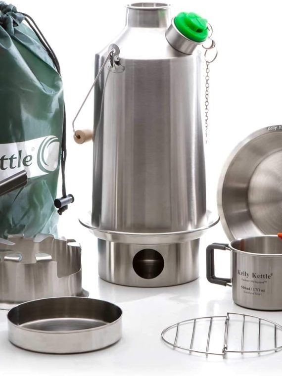 Kelly Kettle Ultimate Base Camp Kit &ndash; 54 oz Stainless Steel Camping Kettle with Whistle, Lightweight Stove for Fishing, Hunting, Hiking