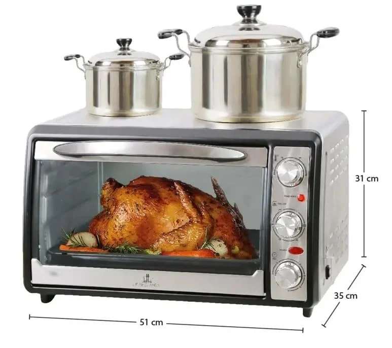 Extra Large Stainless Steel Toaster Oven with Warming Tray, Timer & Keep Warm Function