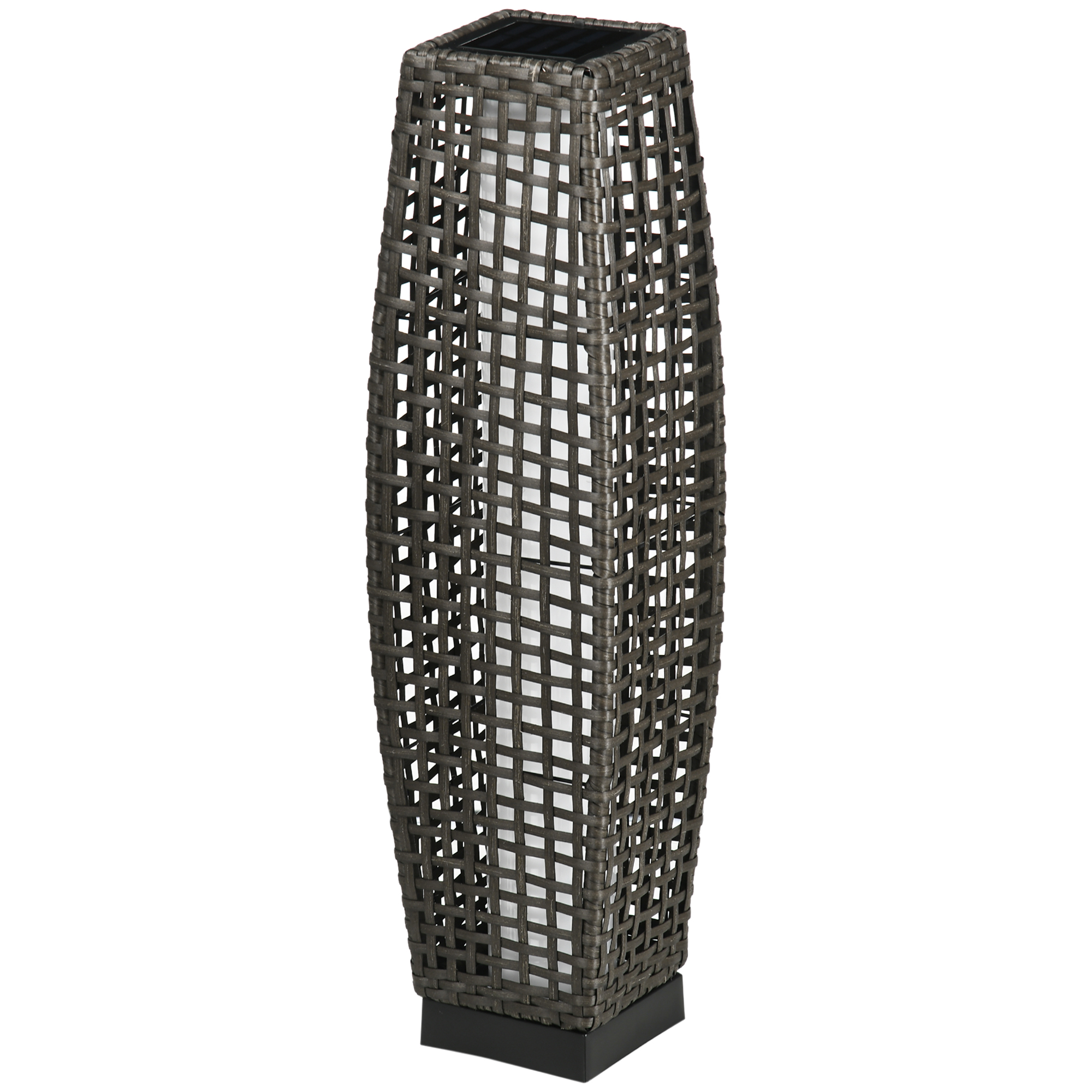 Outsunny Tischlampe LED Solar Gartenlampe aus geflochtener Harzrattan-Imitation - 21 x 21 x 78 cm Grau