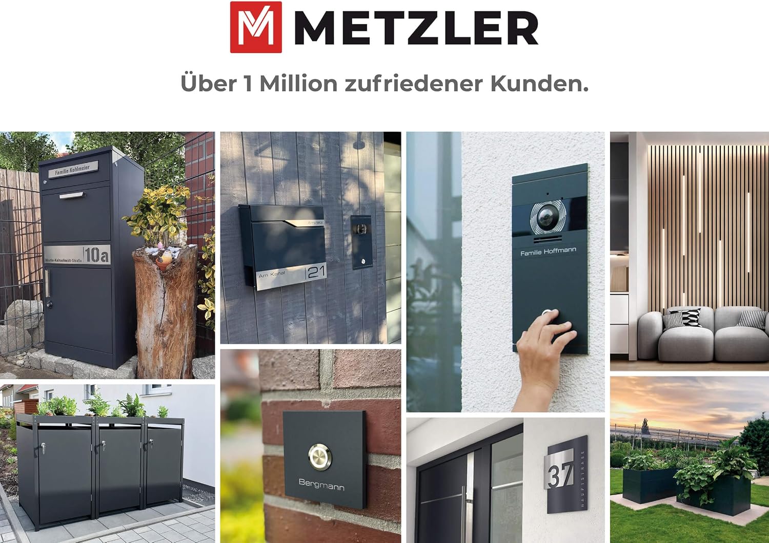 Metzler box pattumiere design antracite & effetto legno 4x240L, acciaio verniciato a polvere, struttura resistente alle intemperie