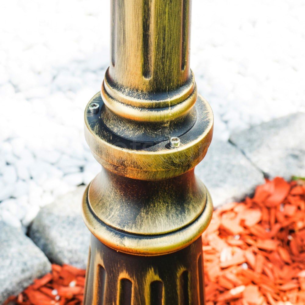 HOFSTEIN Kandelaber Tolep, Außenwegeleuchte aus Metall/Glas in Braun/Gold/Klar, Wegeleuchte im Antik/Retro/Vintage-Design für Garten, Außenbereich, Hof, 220 cm, 3 x E27, IP44