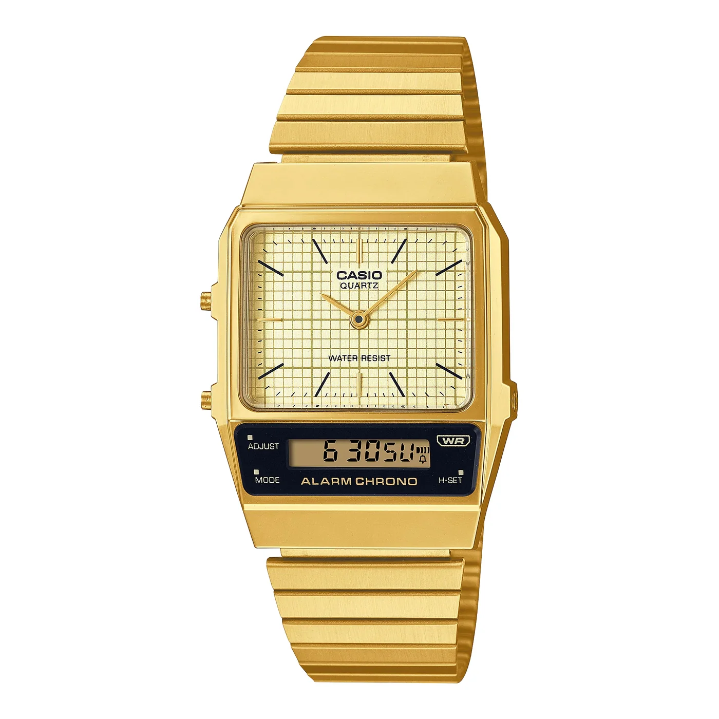Casio vintage AQ-800EG-9AEF doppio fuso orario dorato giallo