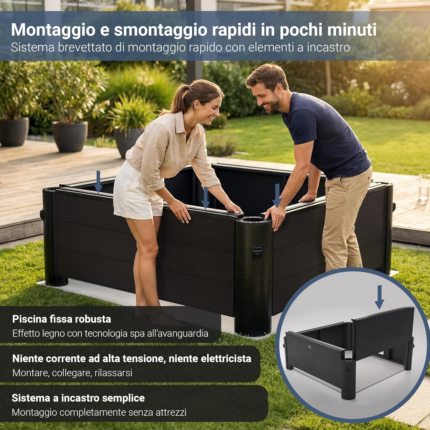 Miweba Vasca Idromassaggio MSpa Tribeca con Parete Esterna Rigida | Controllo tramite App | Spa per 6 Persone | 160x160x65 cm | 120 Getti Massaggianti | Utilizzo Tutto l’Anno, Adatta all’Inverno
