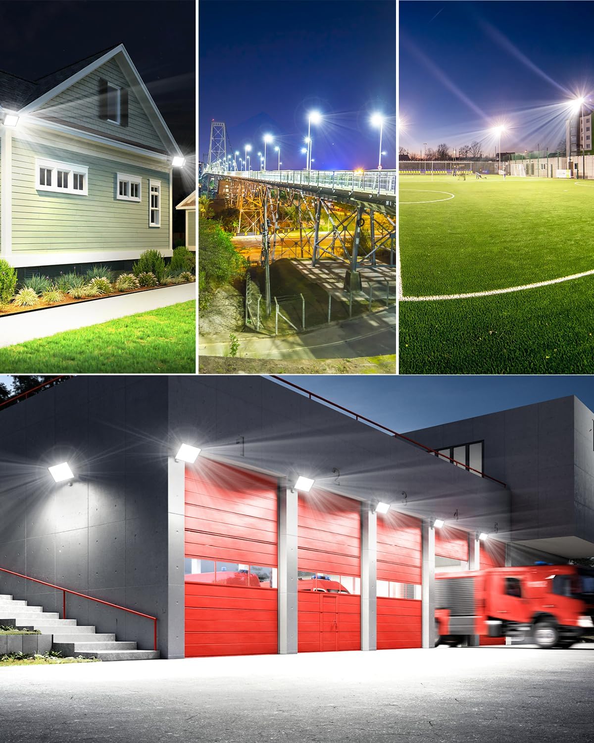 Sararoom Strahler Fluter Flutlicht Scheinwerfer - 10er 200W 272 LED 20000LM Kaltweiß 6500K, IP65 Wasserdichte Flutlichtstrahler Außen-Sicherheitsbeleuchtung für Garten Garage Hof Auffahrt Türen Flur