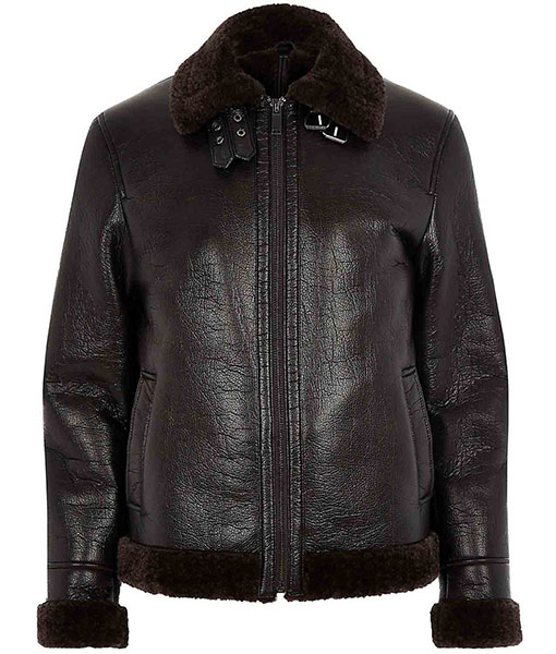 Men’s Black Leather Aviator Jacket