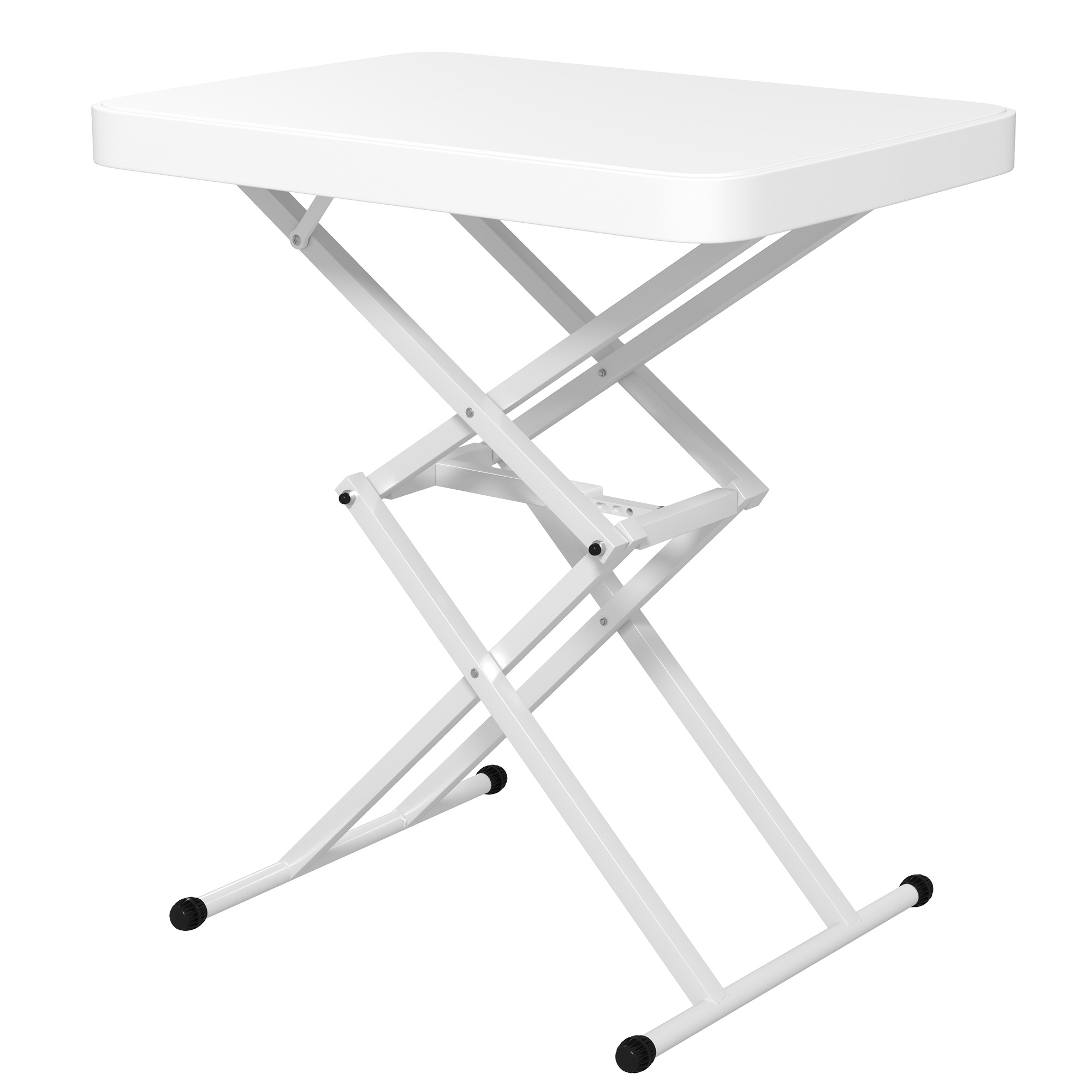 Outsunny Gartentisch, Tragbarer Tisch für den Außenbereich aus Kunststoff und Metall, Bistrotisch, für Terrasse, Garten, Weiß