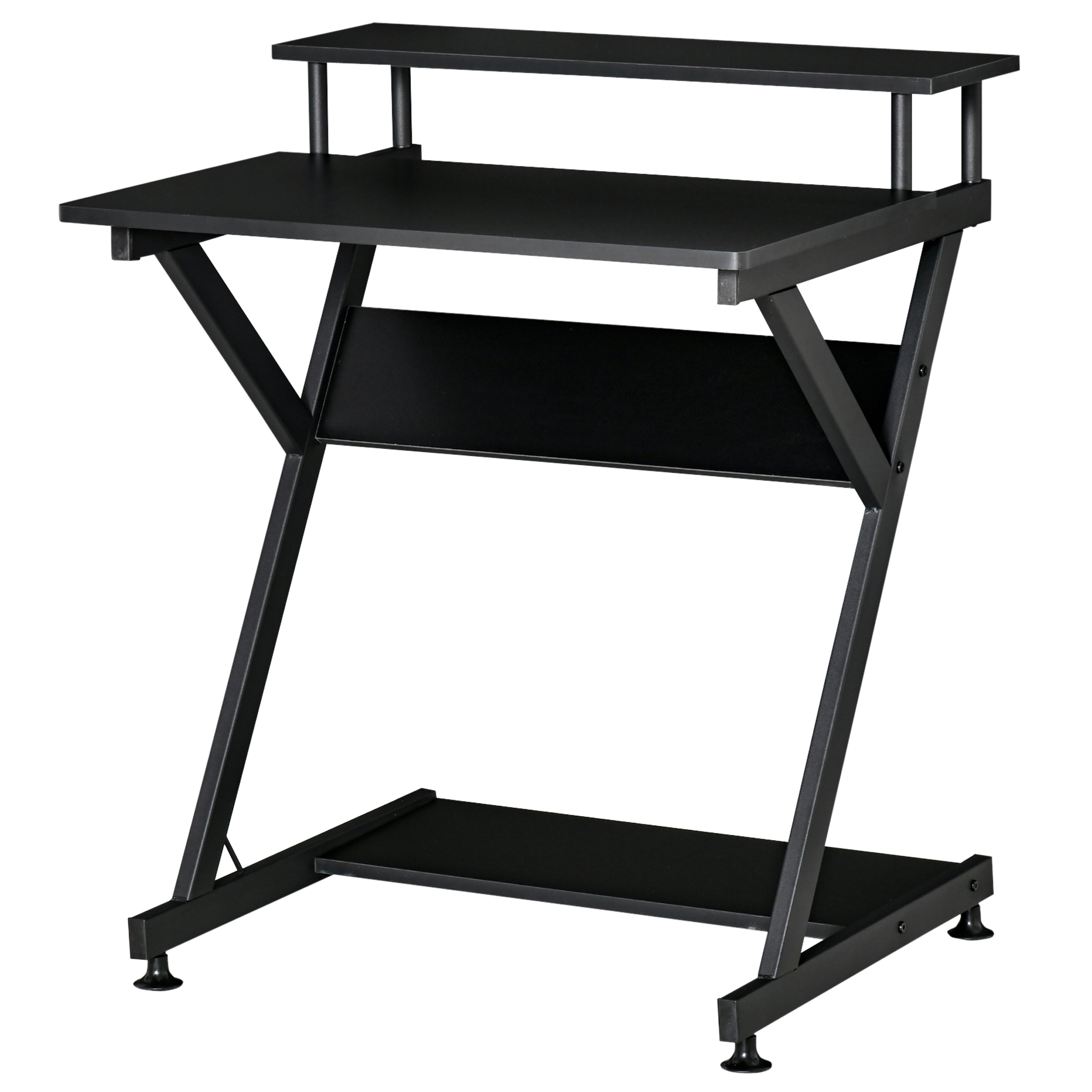 HOMCOM Computertisch mit erhöhtem Monitorregal, 70x60x85.5cm, Holz - Schwarz