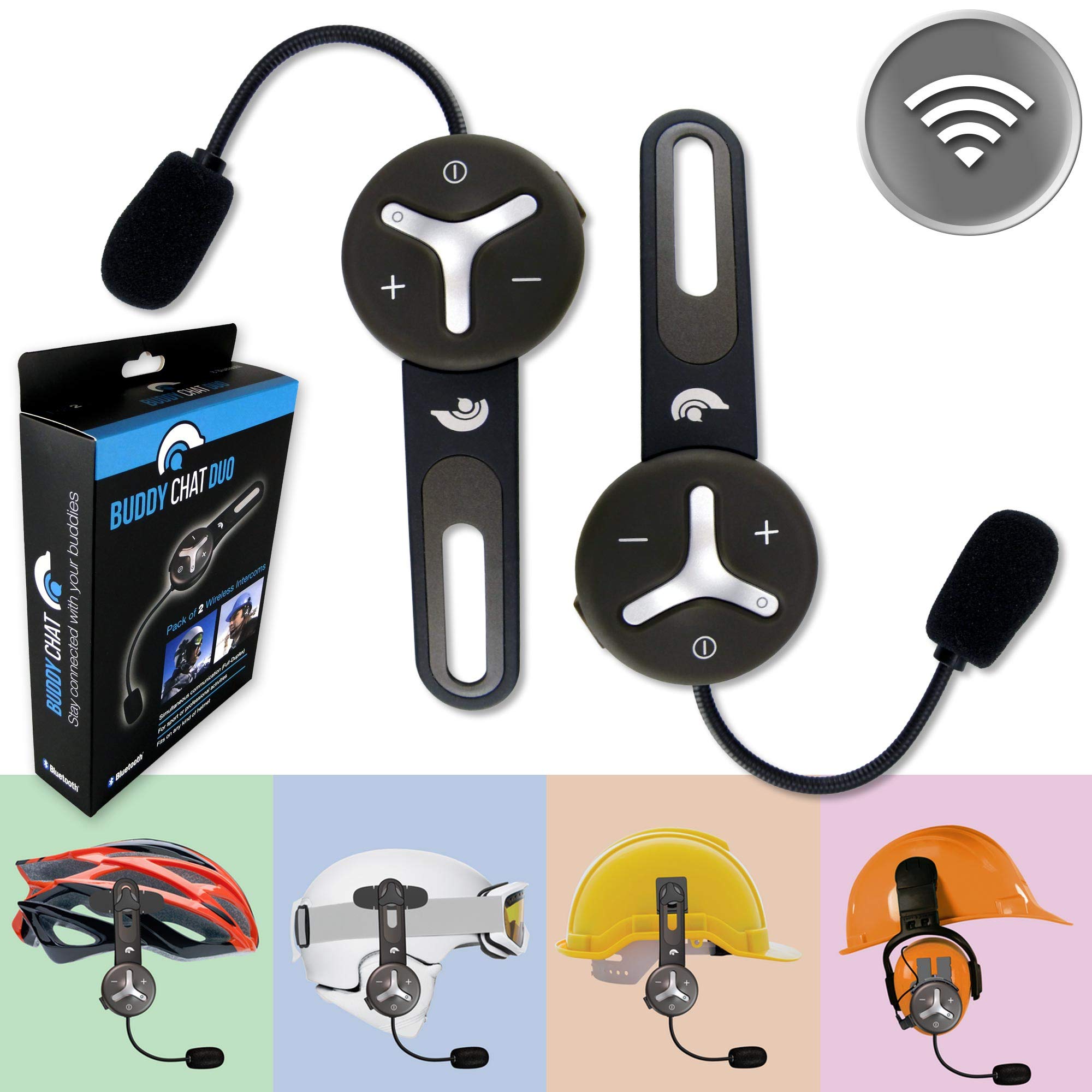 Bluetooth-Headset Helm-Intercom 2er Set für Fahrrad, Ski und Arbeit, Freisprechanlage mit DSP-Geräuschunterdrückung und bis zu 1000 m Reichweite