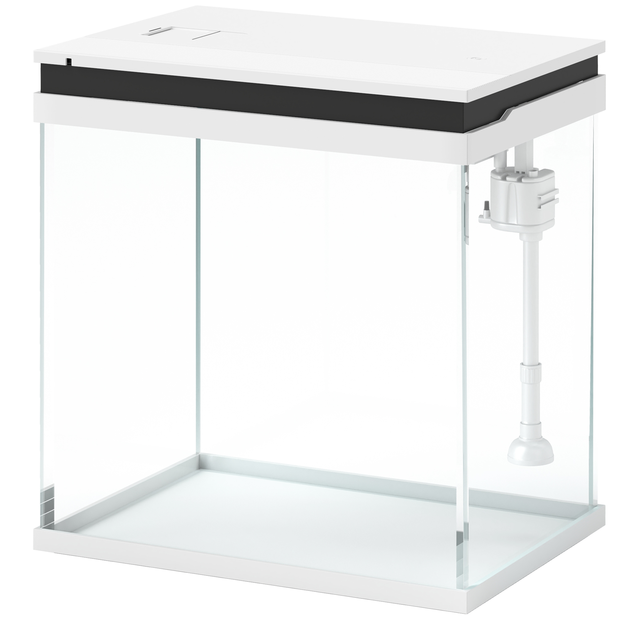 PawHut Kleines komplettes 14L-Aquarium aus Glas mit Filtersystem LED-Beleuchtung Wasserpumpe 30 x 20 x 33 cm Weiß