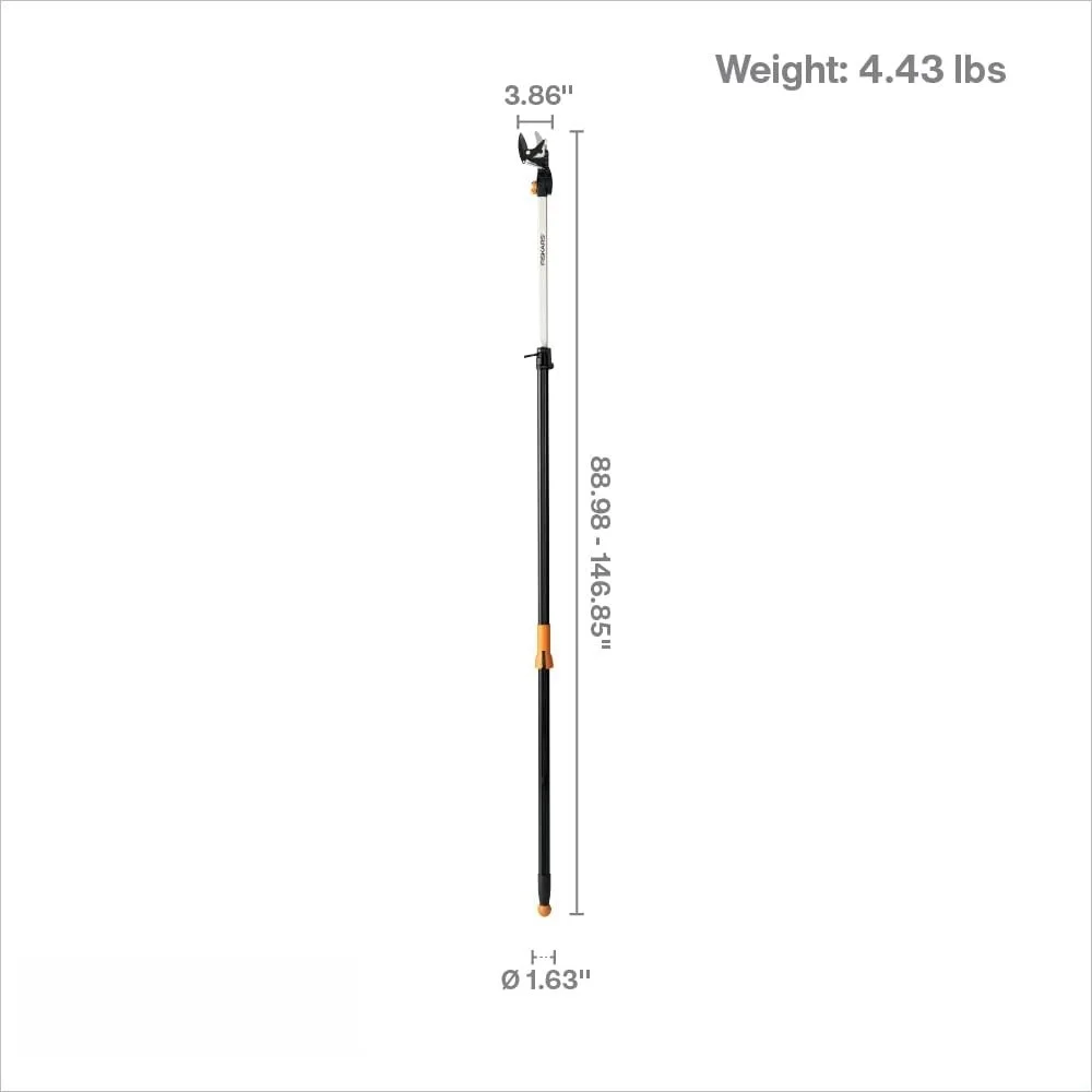 2-in-1 Extendable Tree Pruner and Pole Saw (Extends 7.9 - 12 feet) with Rotating Head, Pruning Stik Model with15-Inch Double-Grind Saw Blade, and Double Locking System