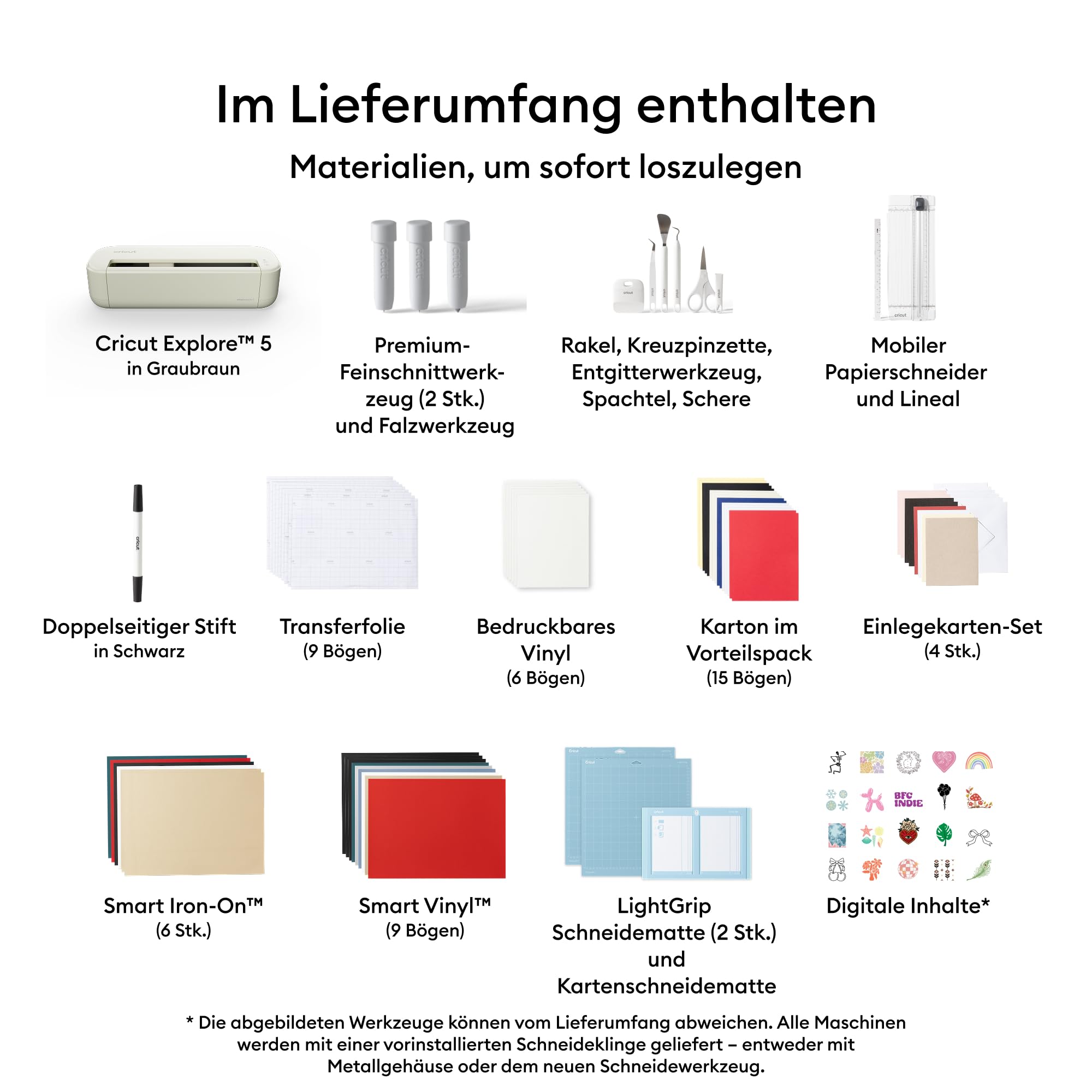 Explore 5 Deluxe Bundle Schneidemaschine 30,5 cm für Vinyl Stoff Leder Karton über 100 Materialien Smart Vinyl Smart Iron-On bedruckbares Vinyl