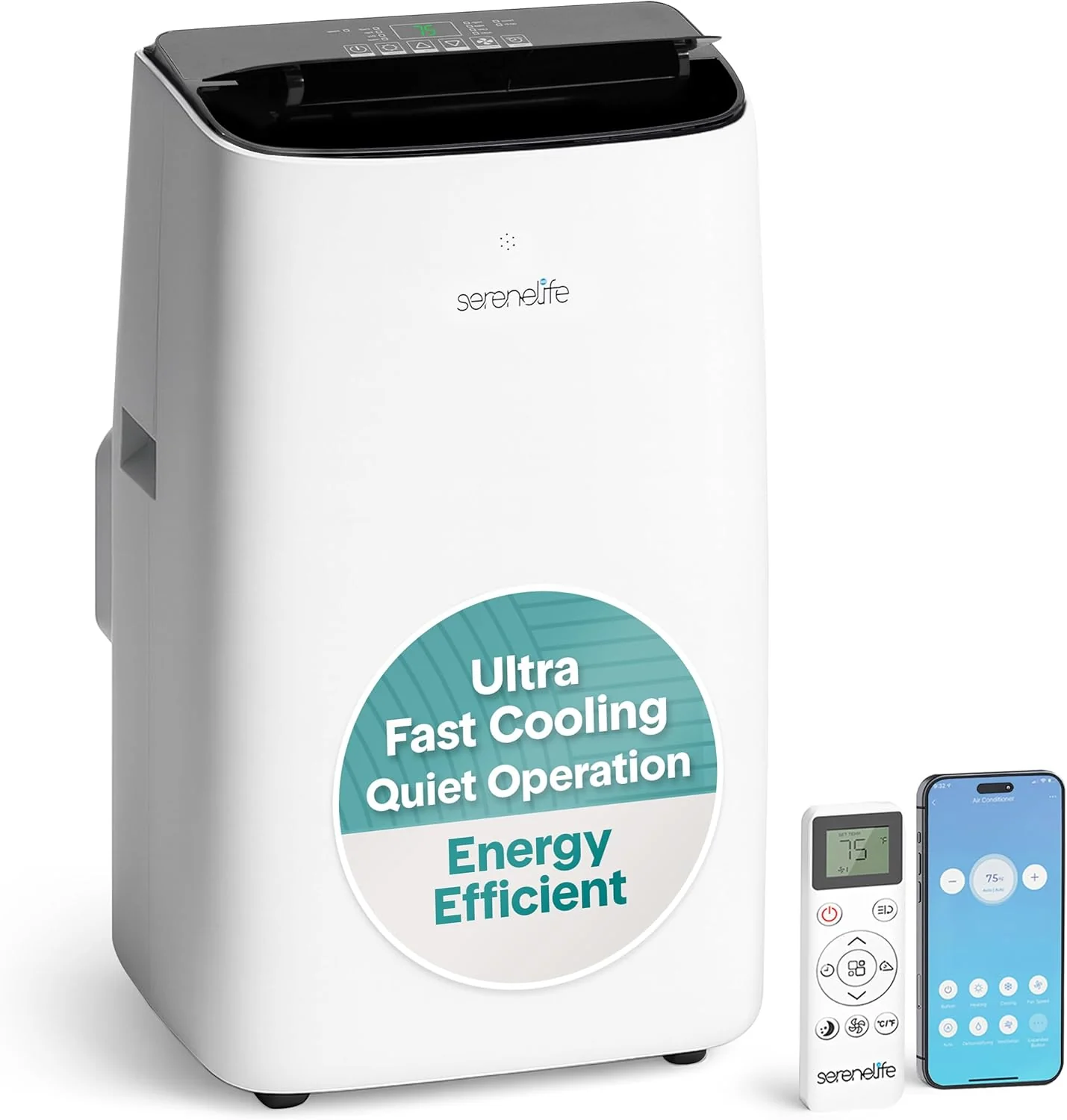 SereneLife Small Air Conditioner Portable 12,000 BTU with Built-in Dehumidifier - Portable AC Unit for Rooms up to 550 sq ft - Remote Control, Window Mount Exhaust Kit