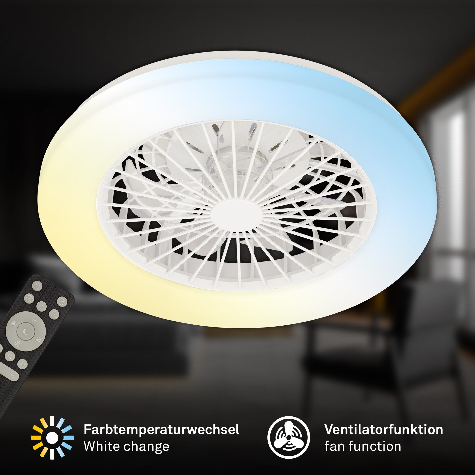 LED Deckenleuchte Deckenventilator mit Licht dimmbar Nachtlicht