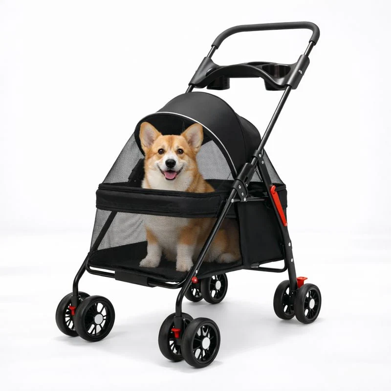 Foldable Pet Stroller �C Detachable Basket, 360�� Wheels & One-Hand Fold for Small Dogs & Cats