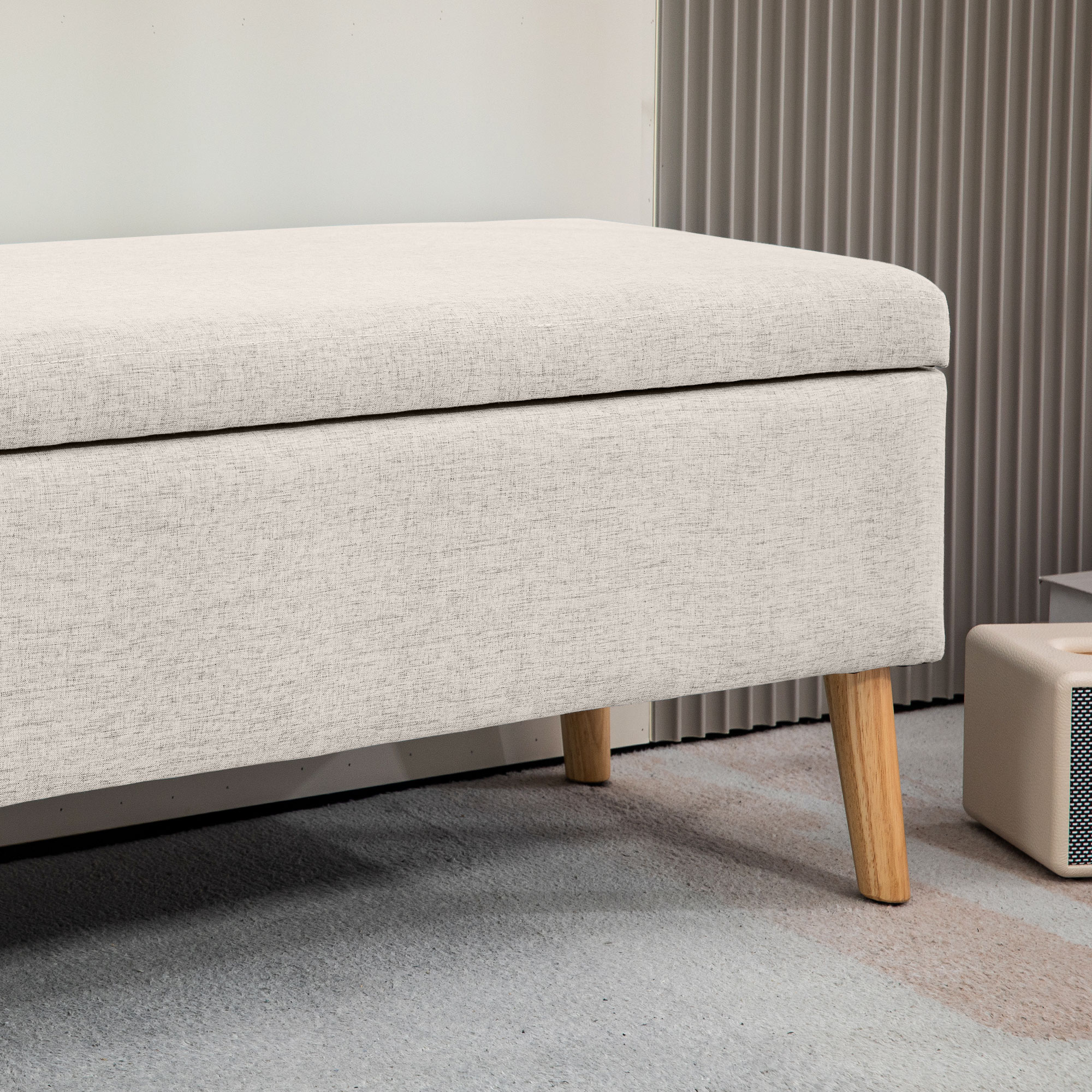 Opbergbank met Stauraum, tot 120 kg, Linnenlook, 110x39x45cm, Beige