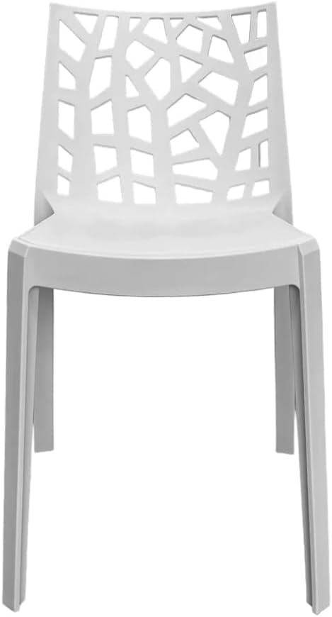 GLOUPIE Set 6 Sedie Matrix In Polipropilene Bianco, 55x47x82 Cm,Peso 4 Kg,Per Interno Ed Esterno,Made In Italy,Impilabili