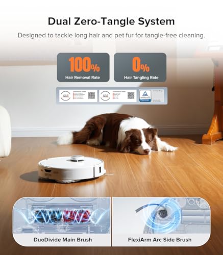 roborock Qrevo Edge Robot Vacuum and Mop, 18,500Pa Suction, Zero Tangling, FlexiArm Arc Side Brush, FlexiArm Mop, AdaptiLift Chassis, 17mm Mop Lifting, Hot Water Mop Washing & Drying, Self Emptying