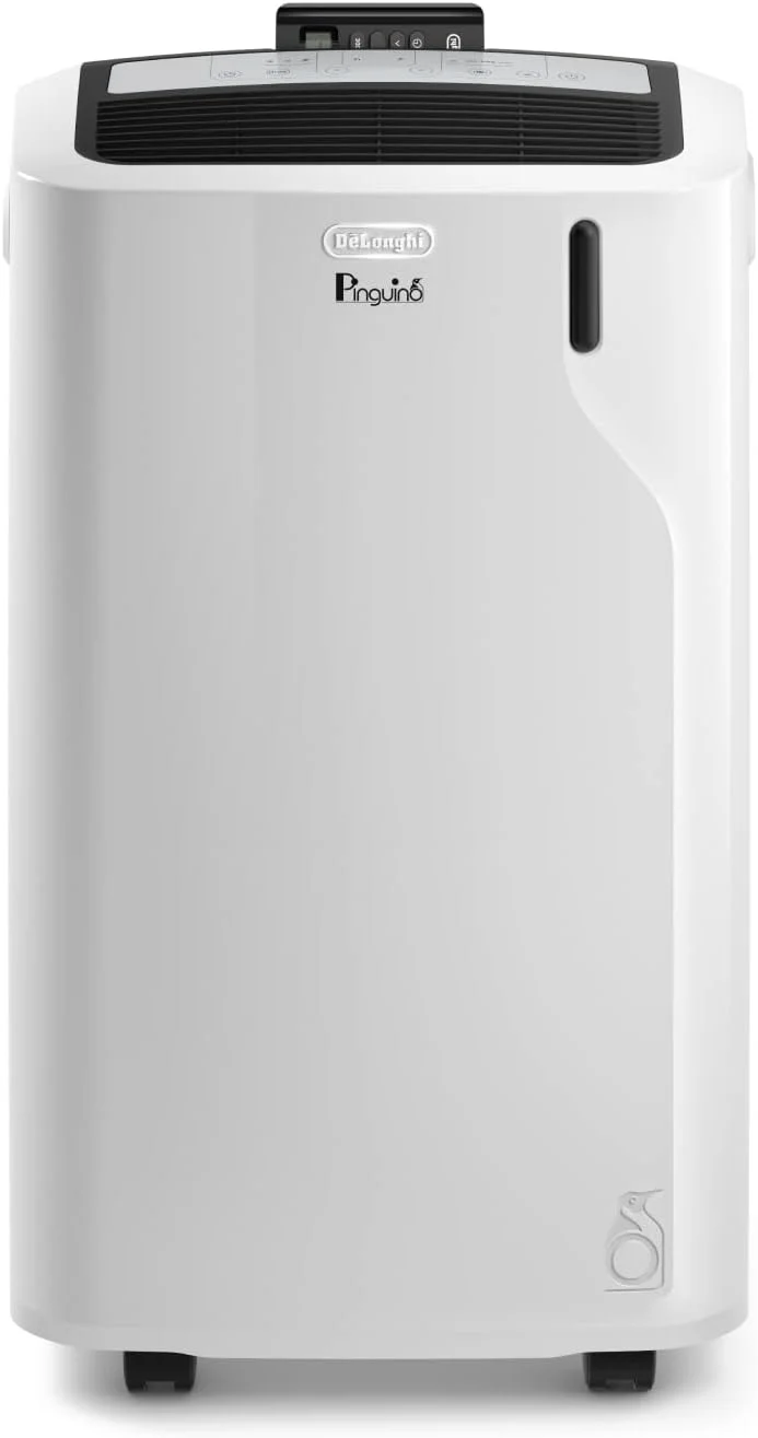 De'Longhi Pinguino, mit Luftentfeuchter & Ventilator, Mobiles Klimagerät, 24h-Timer, Energieeffizienzklasse A (PACEM90), 9800 BTU, für Räume bis 29 m²