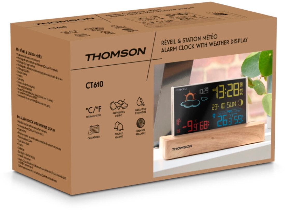 Wetterstation Wetterstation CT610 mit Radio Holz braun, schwarz TH389302