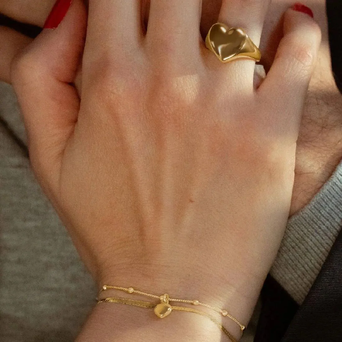 Bracciale Amen doppia catena con cuore dorata BR2PICUG