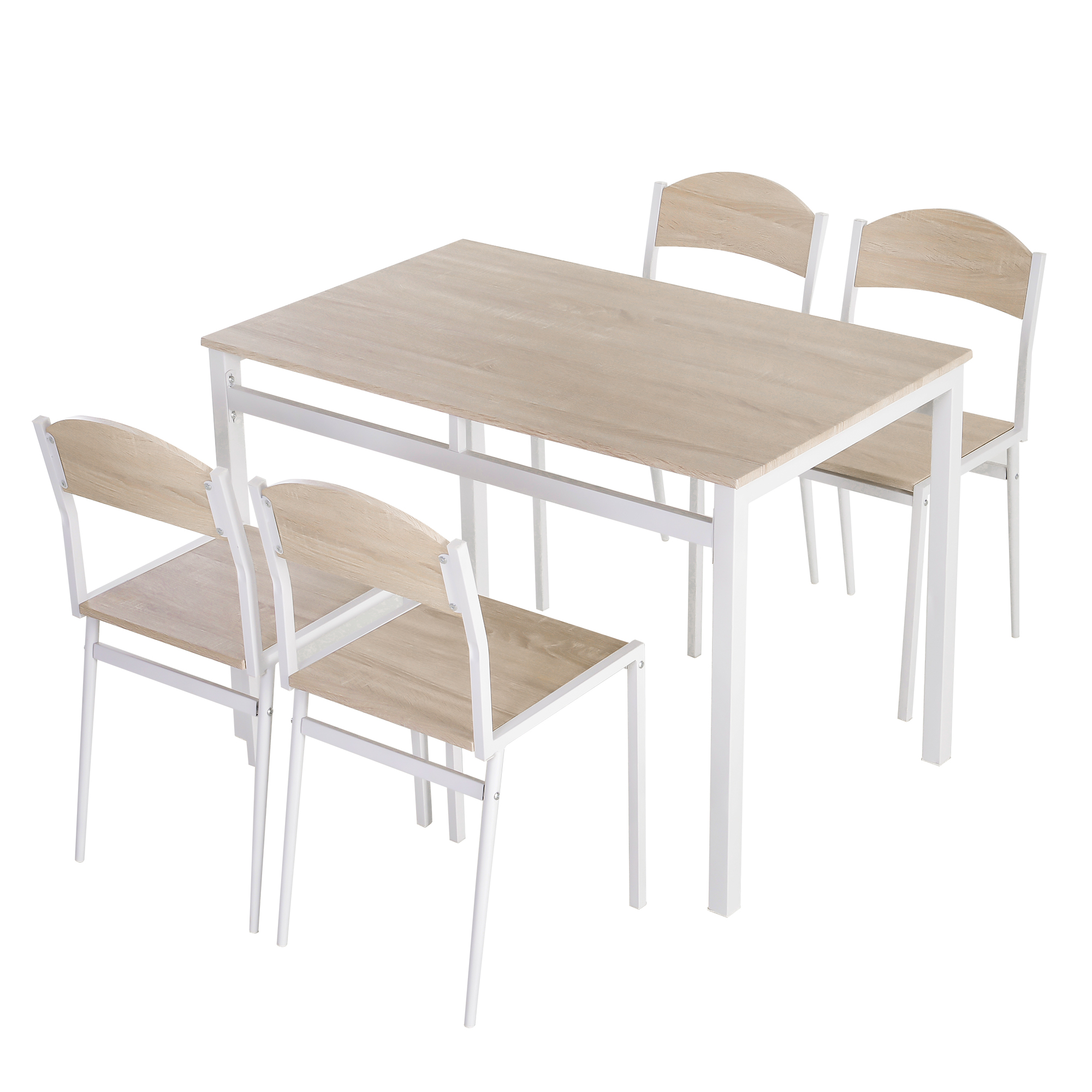 HOMCOM 5-teilige Essgruppe Esstisch mit 4 Stühlen Platzsparend Küchentisch-Set Sitzgruppe für Esszimmer, Küche, Grau+Weiß