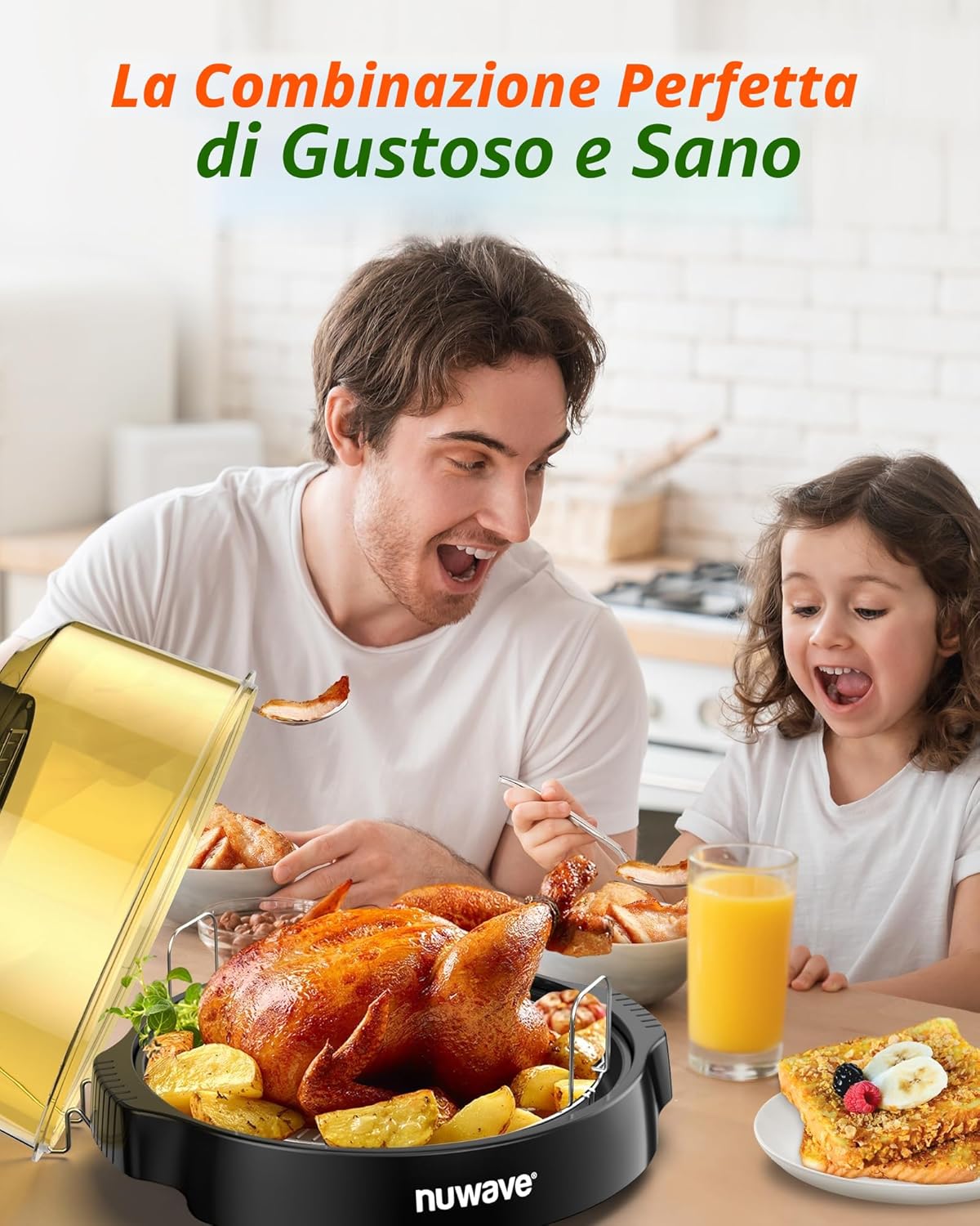 Nuwave Oven Pro Plus Friggitrice ad aria, piano cottura a infrarossi, convezione avanzata 2024, senza sbrinamento o preriscaldamento, cottura fresca o congelata, cupola di alimentazione durevole, 100