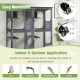72 Inch Large Wooden Cat House Catio Kitten Enclosure on Wheels with Weatherproof Asphalt Roof